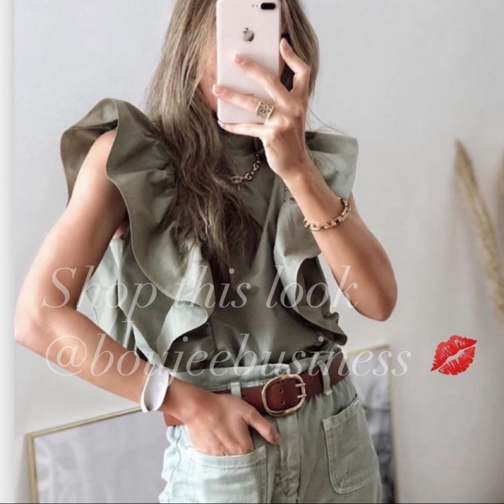 ZARA Ruffled Poplin Blouse BNWT